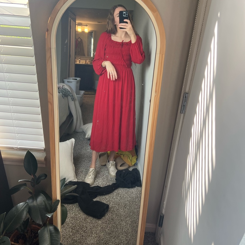 Red midi dress